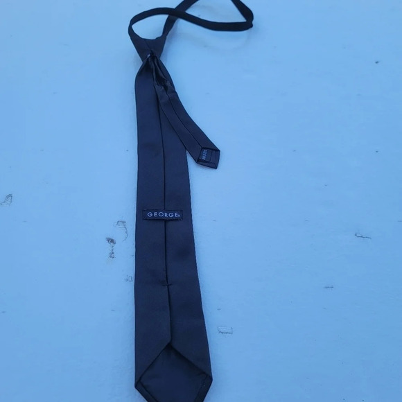 George Accessories Polyester Black Pattern Always-Tied Zip Mens Tie - Picture 3 of 9